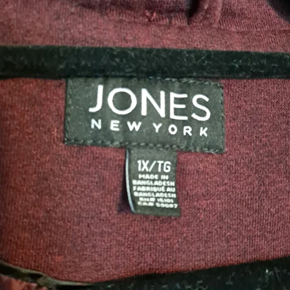 Adorable Jones NY burgundy knit double breasted pea coat, 1X - Picture 9 of 9